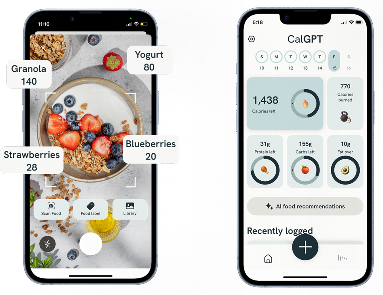 CalGPT App Interface - Snap a photo and AI counts every ingredient